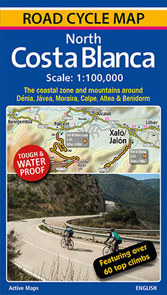 Road cycle map for the Costa Blanca, Spain